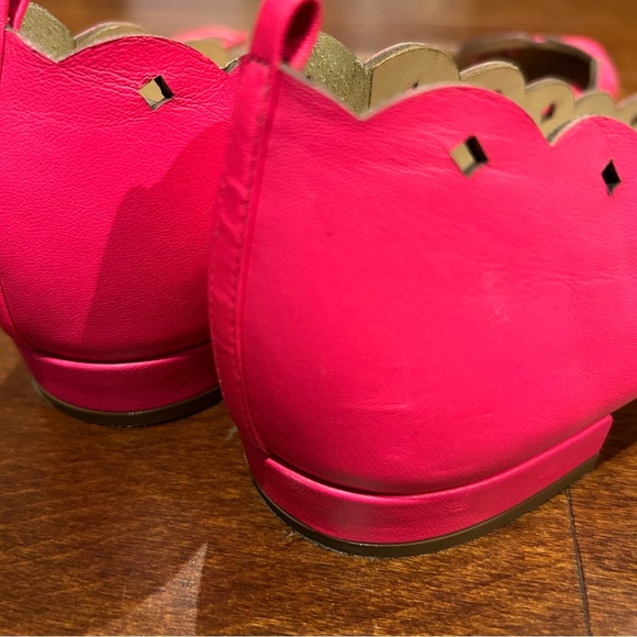 J Crew Lace-Up Leather Neon Pink Eyelet Pointed Toe Ballet Flats, Fit 9 1/2 - Picture 9 of 16